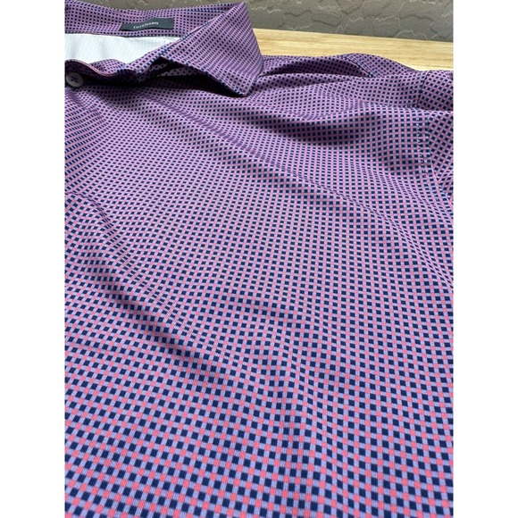 Turtleson Golf Polo Shirt‎ Men's XL Purple Check Performance Activewear Wicking - Picture 6 of 7